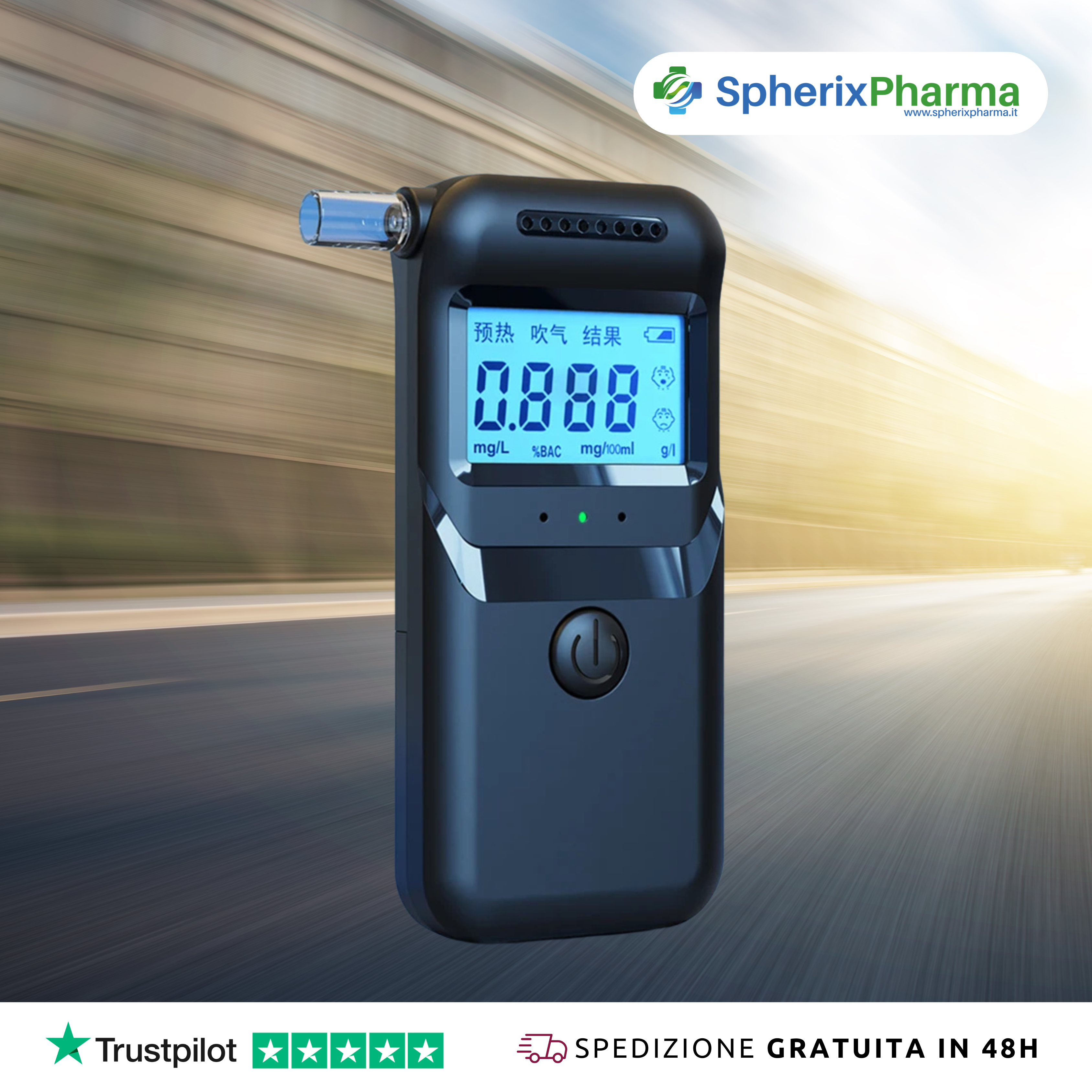 Etilometro Portatile Certificato con Display LCD