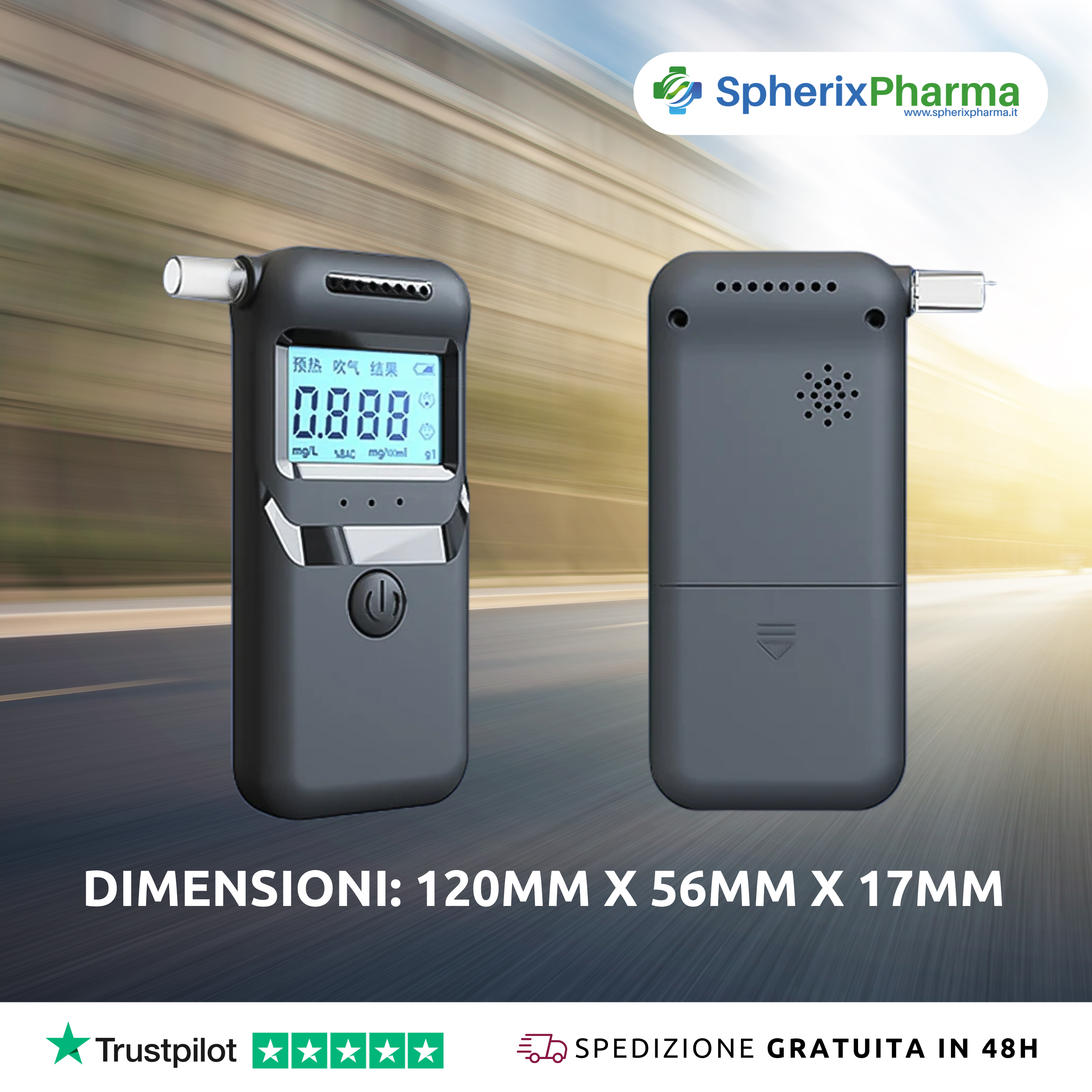 Etilometro Portatile Certificato con Display LCD