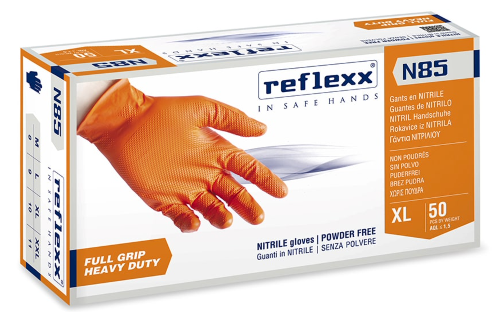 Guanti In Nitrile Senza Polvere Full Grip N85 Arancione – gr. 8,4