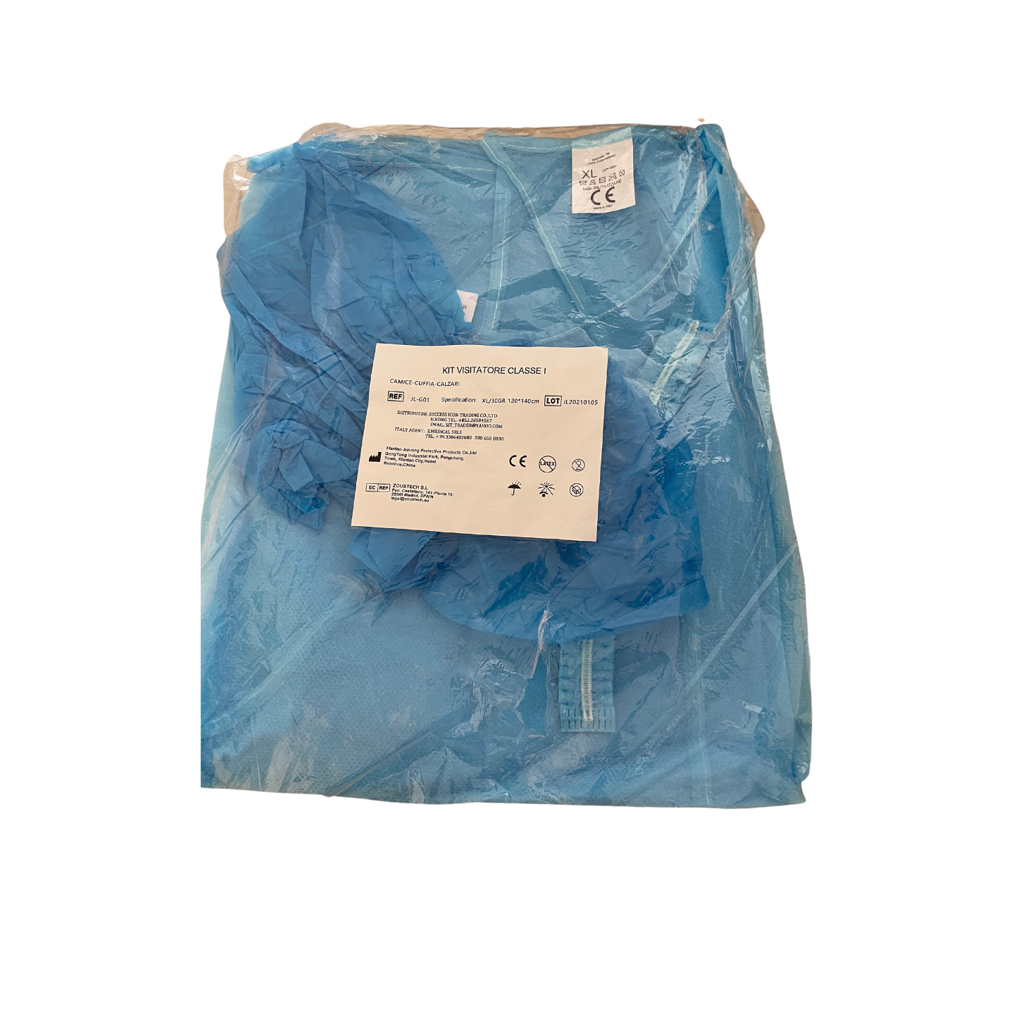 Kit visitatore comprensivo di camice TNT - cuffia TNT - calzari PVC
