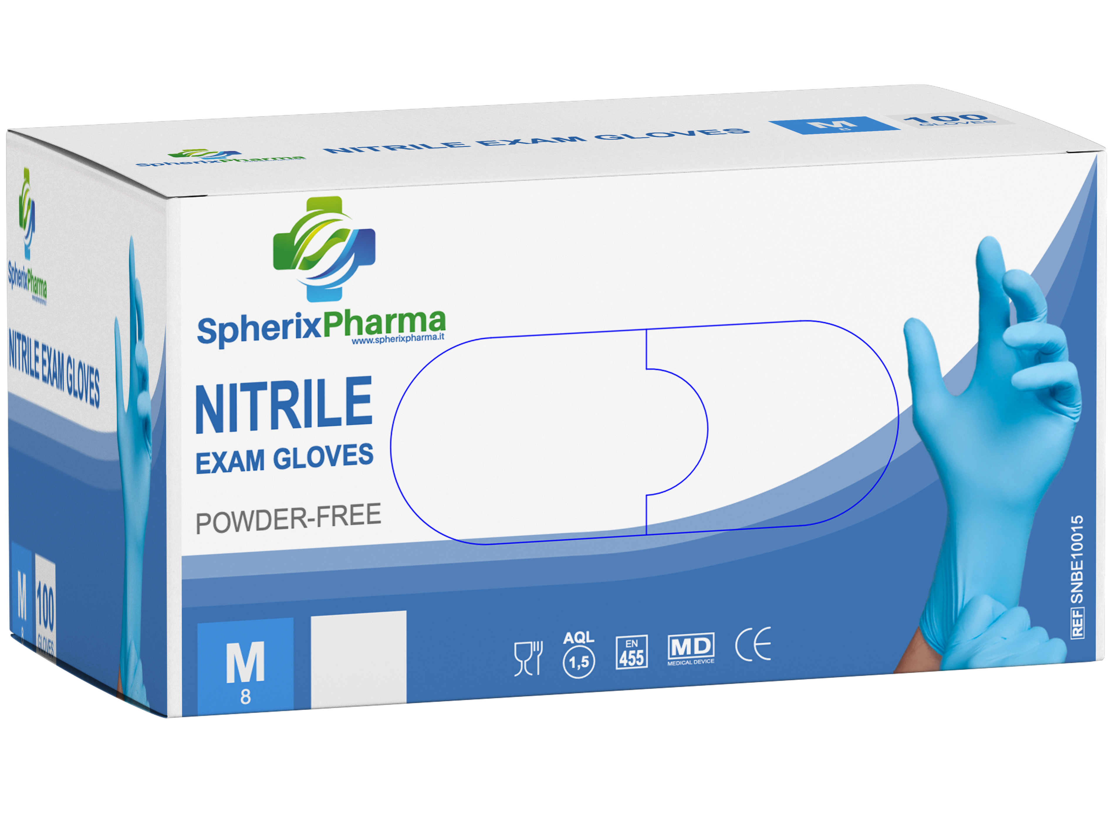 Guanti monouso in nitrile azzurro SHERIXPHARMA, medicali