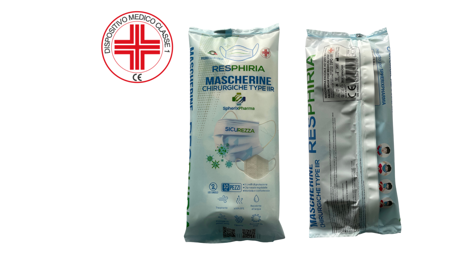 Mascherine chirurgiche type IIR, made in Italy presidio medico da 50 pz