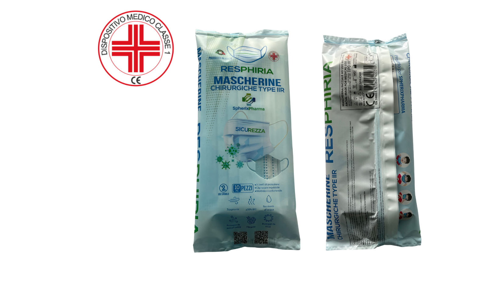 Mascherine chirurgiche type IIR, made in Italy presidio medico da 50 pz