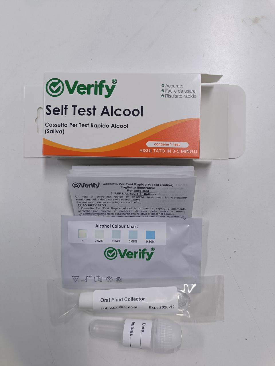 VERIFY ALCOOL TEST - selftest salivare confezione singola