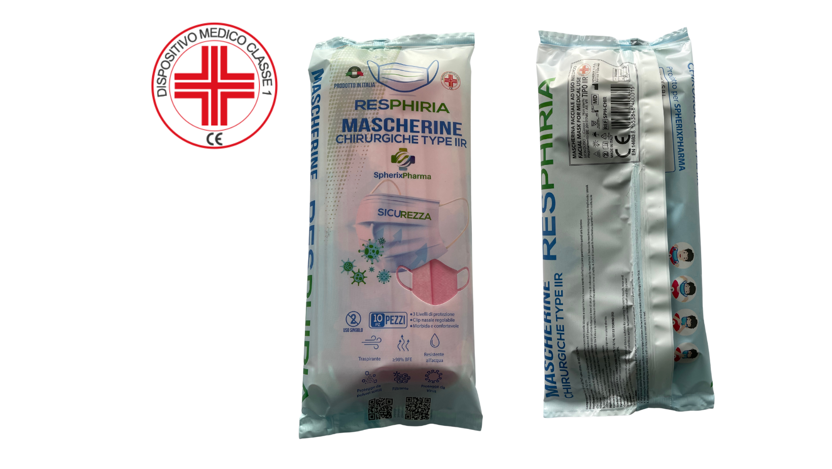 Mascherine chirurgiche type IIR, made in Italy presidio medico da 50 pz